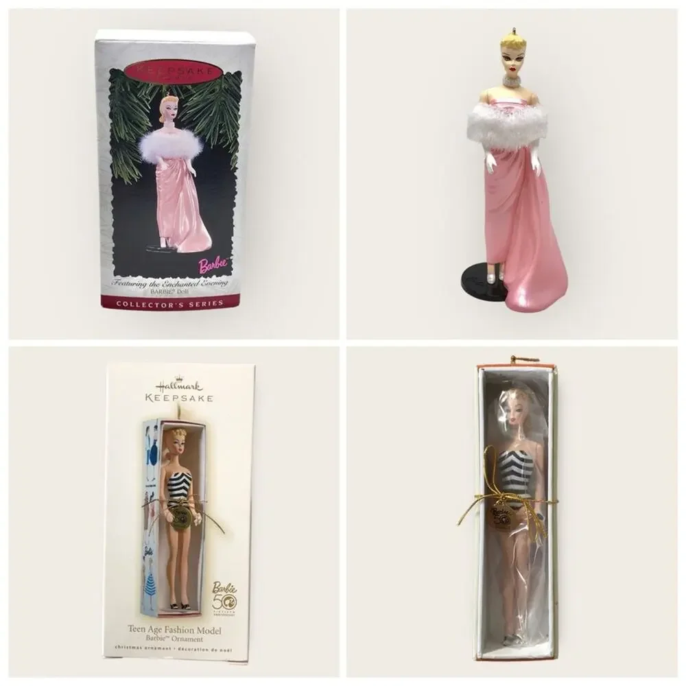 Barbie 2 Set Christmas Ornaments Teen Fashion Model & Enchanted Evening